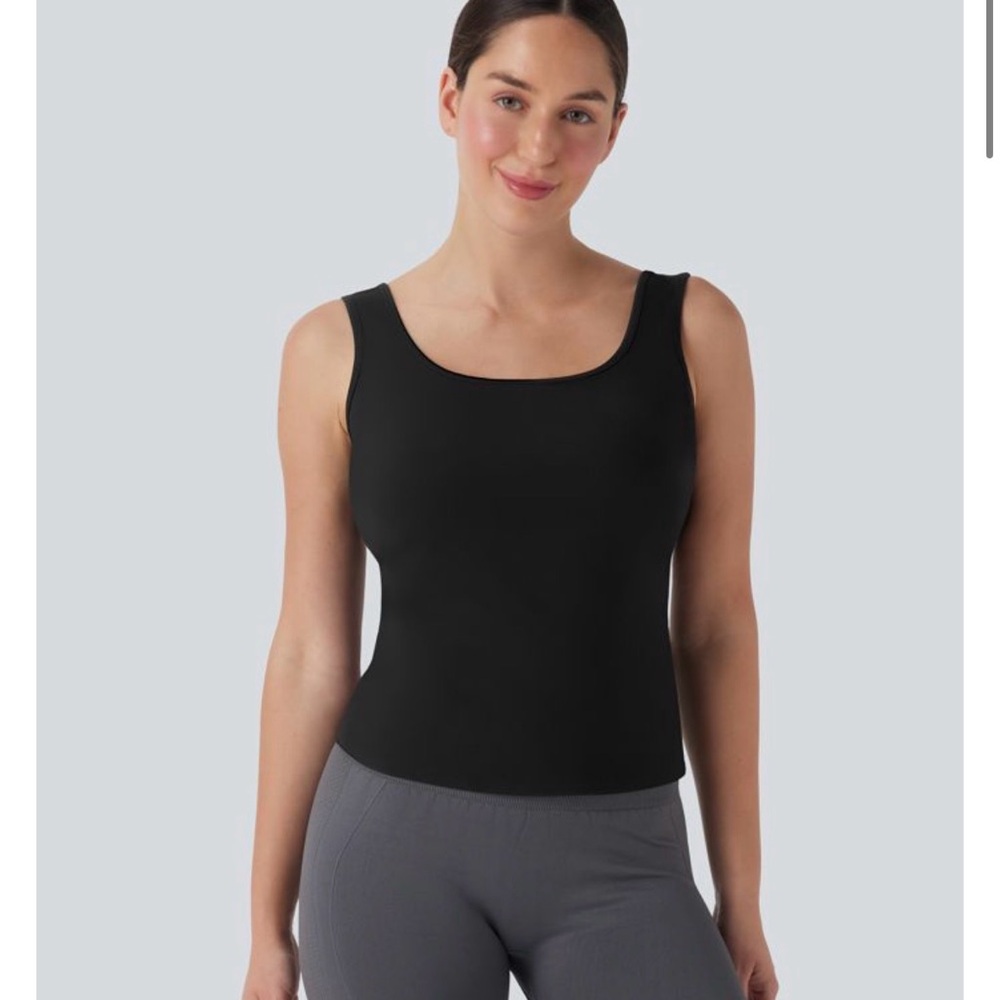 NWT -  Halara U Neck Crossover Yoga Tank Top-Longer Length D-F Cups